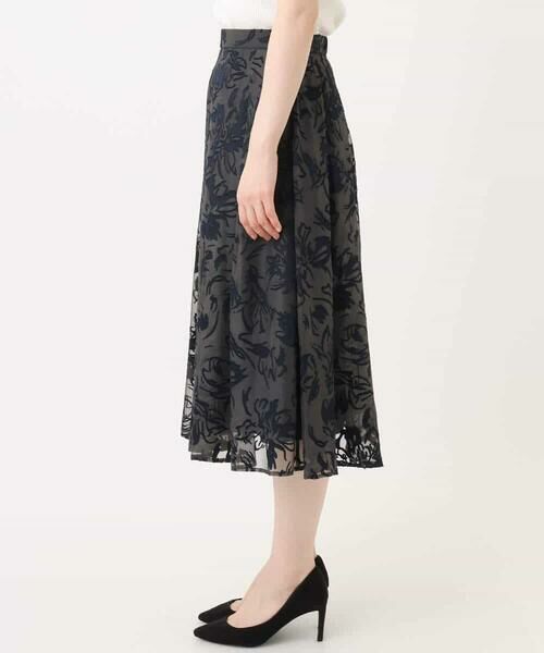 OFUON / オフオン ロング・マキシ丈スカート | 花柄シアーフレアースカート/洗える | 詳細8