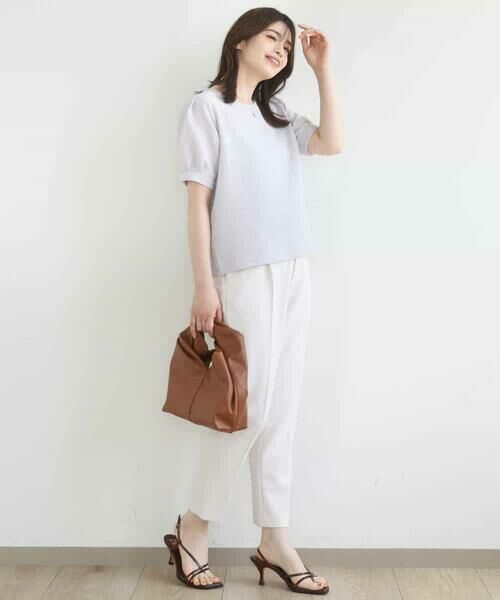 OFUON / オフオン カットソー | ふくれシャーリングパフスリーブトップス/洗える | 詳細15