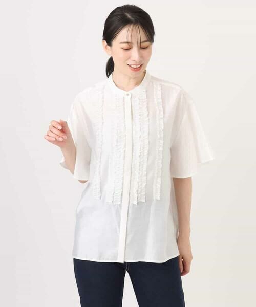 OFUON / オフオン シャツ・ブラウス | フロントフリルディティールブラウス/洗える/WEB限定 | 詳細23