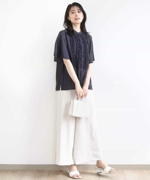 OFUON / オフオン シャツ・ブラウス | フロントフリルディティールブラウス/洗える/WEB限定 | 詳細3