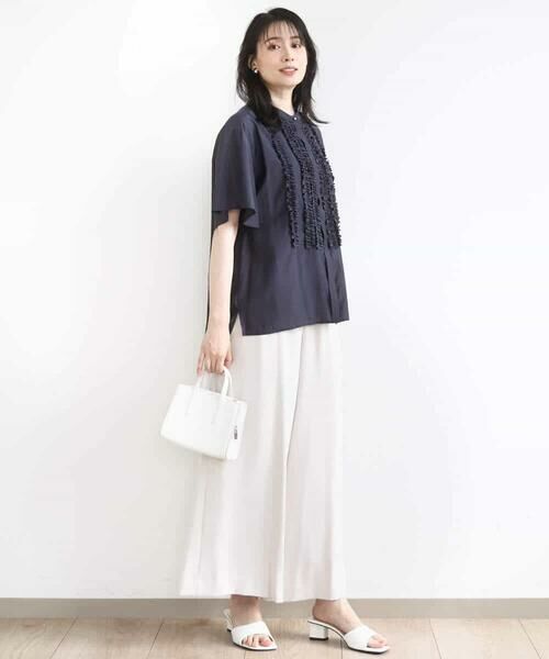 OFUON / オフオン シャツ・ブラウス | フロントフリルディティールブラウス/洗える/WEB限定 | 詳細4