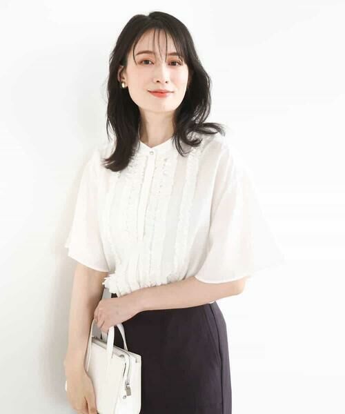 OFUON / オフオン シャツ・ブラウス | フロントフリルディティールブラウス/洗える/WEB限定 | 詳細5