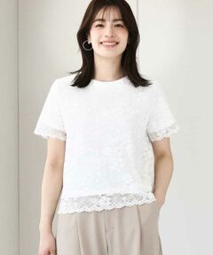 OFUON / オフオン カットソー | スカラップレースTシャツ/接触冷感/洗える/WEB限定サイズあり