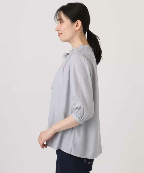 ブラウス シャツ ドットジャガードフリルリボンブラウス/UVカット/洗える/WEB限定サイズあり レディース ドットジャガードフリルリボンブラウス/UVカット/洗える/WEB限定