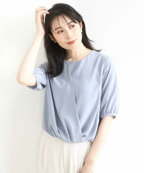 OFUON / オフオン シャツ・ブラウス | カシュクールデザインブラウス/接触冷感/速乾/洗える/WEB限定サイズあり(ライトブルー)