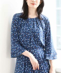 OFUON / オフオン シャツ・ブラウス | 総柄フレアースリーブブラウス/洗える/WEB限定サイズあり