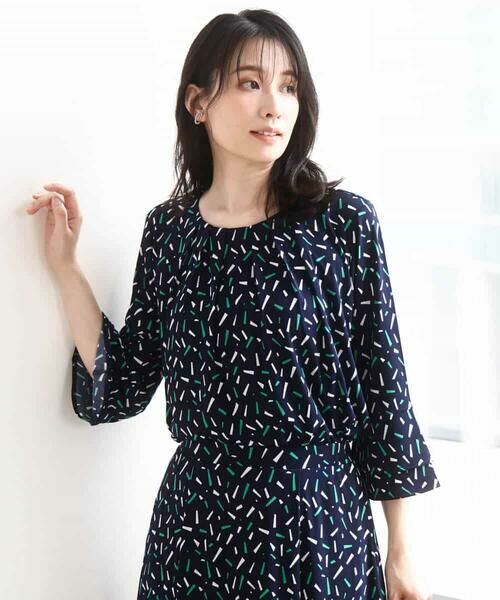 OFUON / オフオン シャツ・ブラウス | 総柄フレアースリーブブラウス/洗える/WEB限定サイズあり | 詳細4