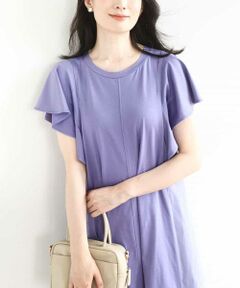 OFUON / オフオン ロング・マキシ丈ワンピース | ラッフルスリーブコットンワンピース/洗える/WEB限定