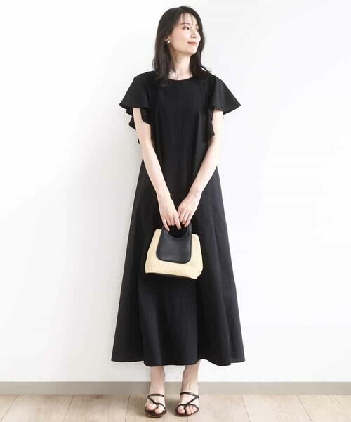 OFUON / オフオン ロング・マキシ丈ワンピース | ラッフルスリーブコットンワンピース/洗える/WEB限定 | 詳細10