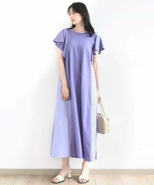 OFUON / オフオン ロング・マキシ丈ワンピース | ラッフルスリーブコットンワンピース/洗える/WEB限定 | 詳細12