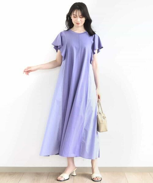 OFUON / オフオン ロング・マキシ丈ワンピース | ラッフルスリーブコットンワンピース/洗える/WEB限定 | 詳細13