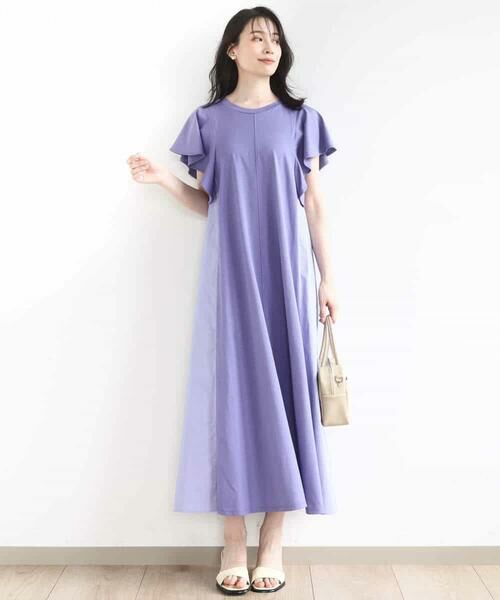 OFUON / オフオン ロング・マキシ丈ワンピース | ラッフルスリーブコットンワンピース/洗える/WEB限定 | 詳細14