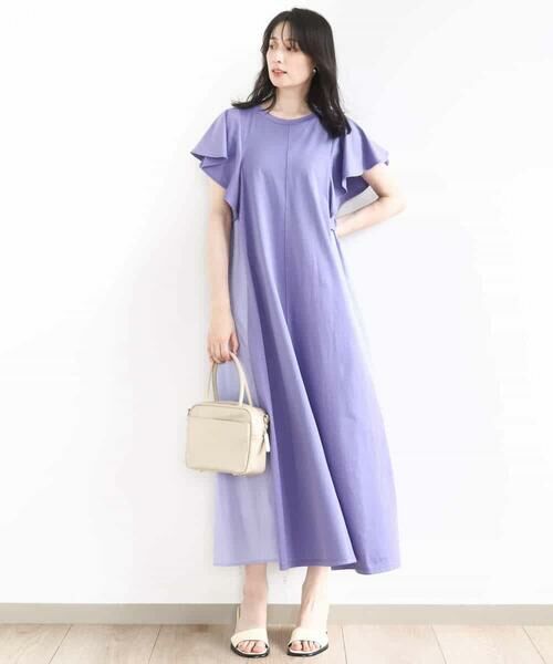 OFUON / オフオン ロング・マキシ丈ワンピース | ラッフルスリーブコットンワンピース/洗える/WEB限定 | 詳細15