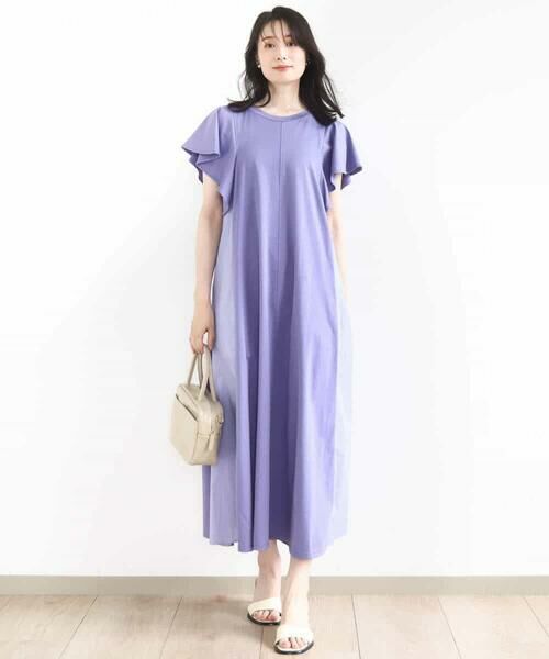 OFUON / オフオン ロング・マキシ丈ワンピース | ラッフルスリーブコットンワンピース/洗える/WEB限定 | 詳細16