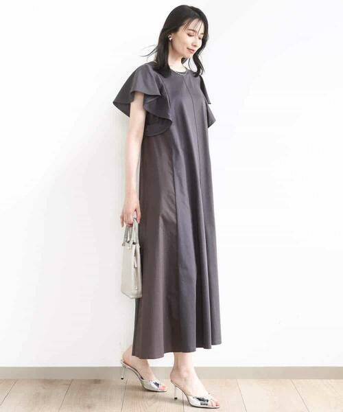 OFUON / オフオン ロング・マキシ丈ワンピース | ラッフルスリーブコットンワンピース/洗える/WEB限定 | 詳細19