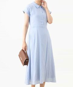 OFUON / オフオン ロング・マキシ丈ワンピース | 衿付きウエスト切り替えワンピース/洗える/WEB限定