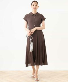 OFUON / オフオン ロング・マキシ丈ワンピース | 衿付きウエスト切り替えワンピース/洗える/WEB限定