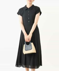 OFUON / オフオン ロング・マキシ丈ワンピース | 衿付きウエスト切り替えワンピース/洗える/WEB限定