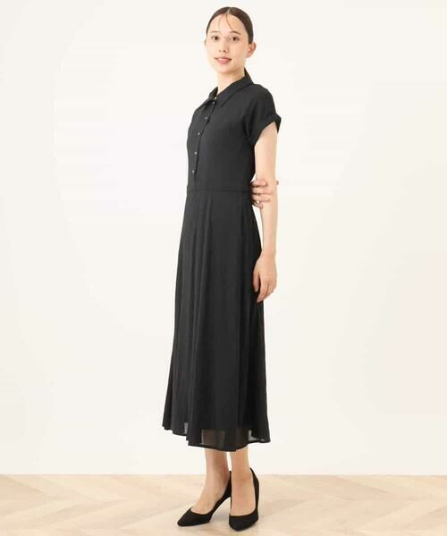 OFUON / オフオン ロング・マキシ丈ワンピース | 衿付きウエスト切り替えワンピース/洗える/WEB限定 | 詳細20