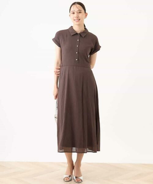 OFUON / オフオン ロング・マキシ丈ワンピース | 衿付きウエスト切り替えワンピース/洗える/WEB限定 | 詳細3