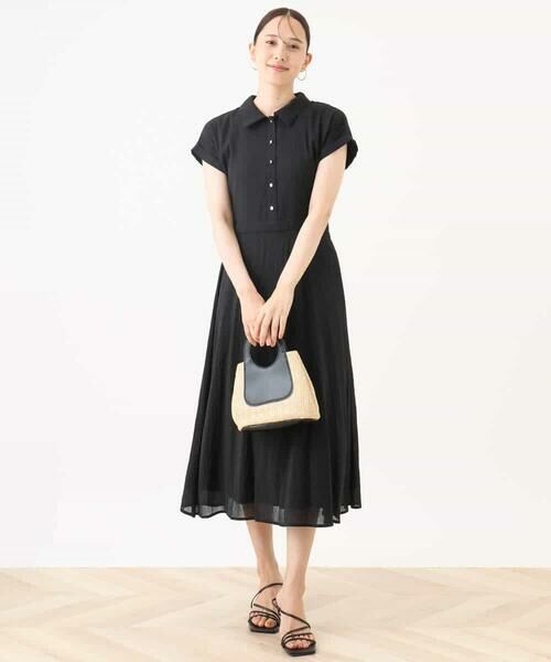 OFUON / オフオン ロング・マキシ丈ワンピース | 衿付きウエスト切り替えワンピース/洗える/WEB限定 | 詳細4