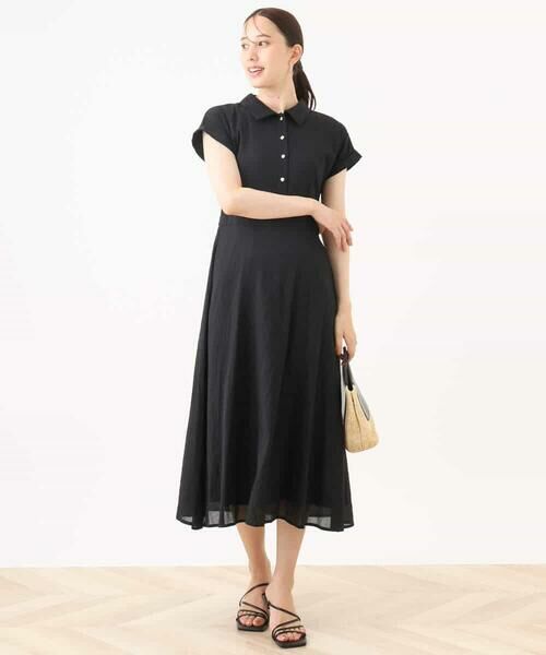 OFUON / オフオン ロング・マキシ丈ワンピース | 衿付きウエスト切り替えワンピース/洗える/WEB限定 | 詳細5