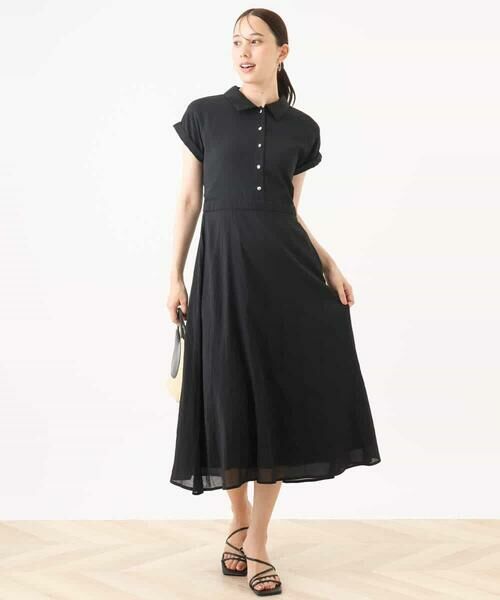 OFUON / オフオン ロング・マキシ丈ワンピース | 衿付きウエスト切り替えワンピース/洗える/WEB限定 | 詳細7