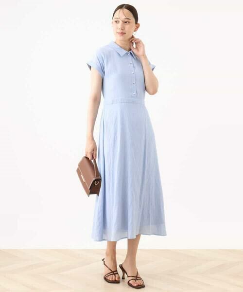 OFUON / オフオン ロング・マキシ丈ワンピース | 衿付きウエスト切り替えワンピース/洗える/WEB限定 | 詳細8