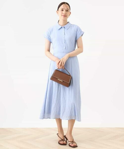 OFUON / オフオン ロング・マキシ丈ワンピース | 衿付きウエスト切り替えワンピース/洗える/WEB限定 | 詳細9