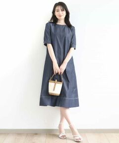 OFUON / オフオン ロング・マキシ丈ワンピース | 配色ステッチデニムライクワンピース/UVカット/洗える/WEB限定サイズあり