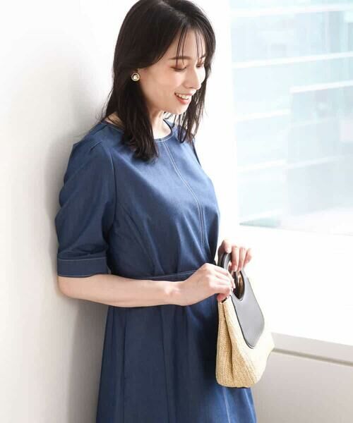 OFUON / オフオン ロング・マキシ丈ワンピース | 配色ステッチデニムライクワンピース/UVカット/洗える/WEB限定サイズあり | 詳細1