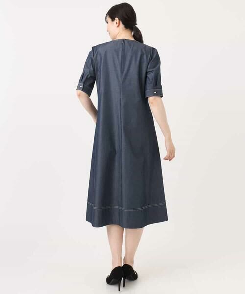 OFUON / オフオン ロング・マキシ丈ワンピース | 配色ステッチデニムライクワンピース/UVカット/洗える/WEB限定サイズあり | 詳細12