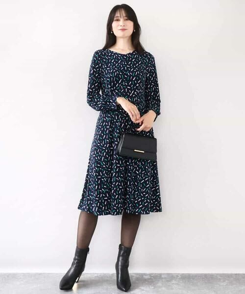 OFUON / オフオン ロング・マキシ丈ワンピース | 総柄ウエスト切り替えワンピース/洗える/WEB限定サイズあり | 詳細8