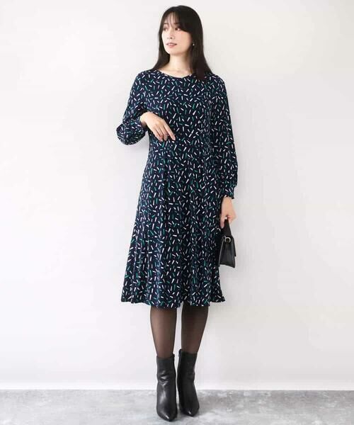 OFUON / オフオン ロング・マキシ丈ワンピース | 総柄ウエスト切り替えワンピース/洗える/WEB限定サイズあり | 詳細9