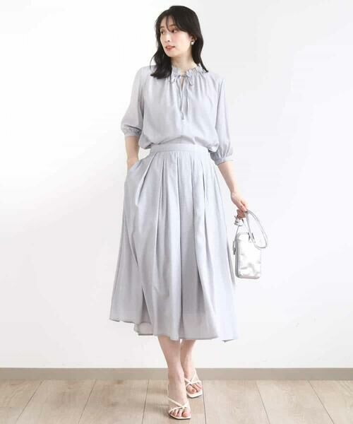 OFUON / オフオン ロング・マキシ丈スカート | ドットジャガードフレアースカート/UVカット/洗える | 詳細12