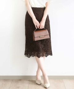 OFUON / オフオン ロング・マキシ丈スカート | フラワーレースタイトスカート/洗える