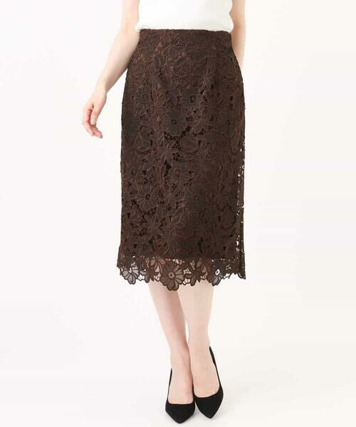 OFUON / オフオン ロング・マキシ丈スカート | フラワーレースタイトスカート/洗える | 詳細19