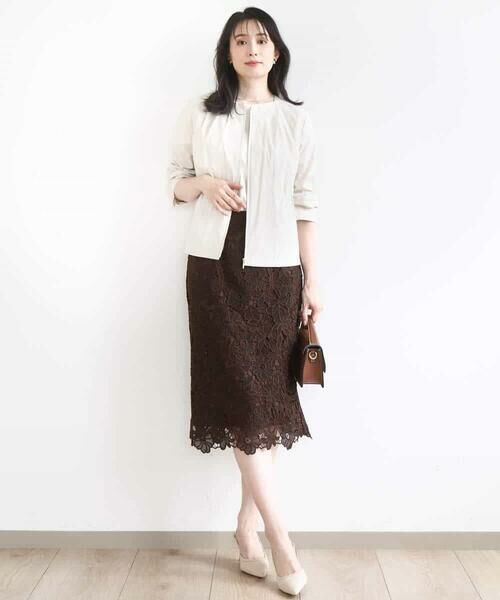 OFUON / オフオン ロング・マキシ丈スカート | フラワーレースタイトスカート/洗える | 詳細4
