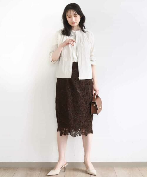 OFUON / オフオン ロング・マキシ丈スカート | フラワーレースタイトスカート/洗える | 詳細5