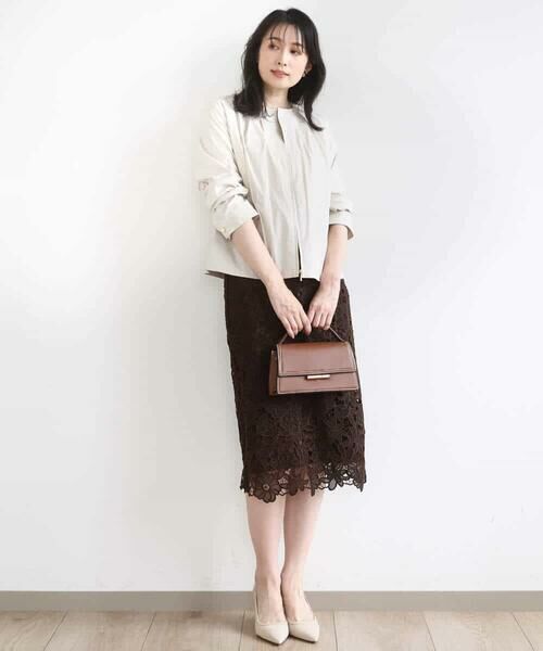 OFUON / オフオン ロング・マキシ丈スカート | フラワーレースタイトスカート/洗える | 詳細6