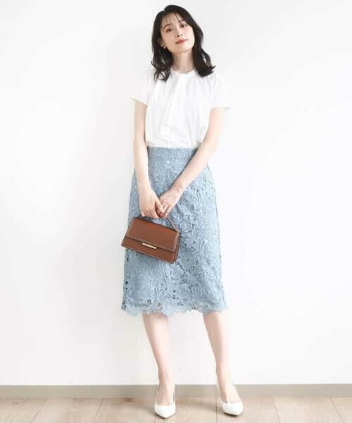 OFUON / オフオン ロング・マキシ丈スカート | フラワーレースタイトスカート/洗える | 詳細9