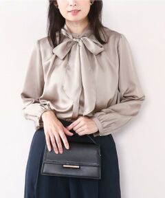 OFUON / オフオン シャツ・ブラウス | リボン付きバンドカラーブラウス/洗える/WEB限定サイズあり