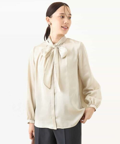 OFUON / オフオン シャツ・ブラウス | リボン付きバンドカラーブラウス/洗える/WEB限定サイズあり | 詳細1