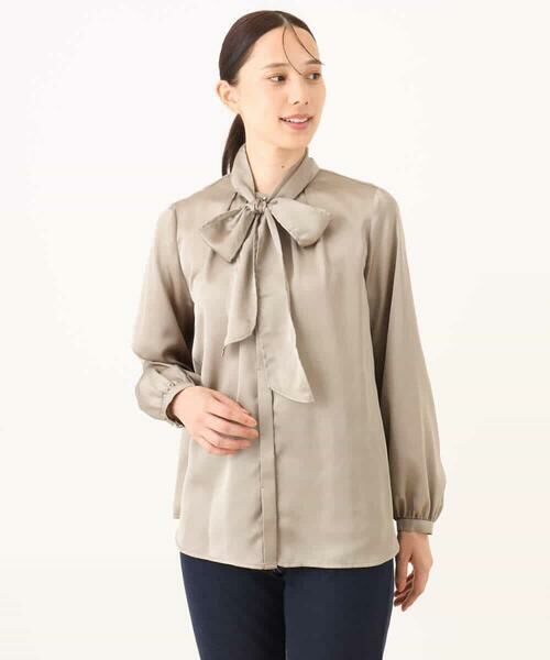 OFUON / オフオン シャツ・ブラウス | リボン付きバンドカラーブラウス/洗える/WEB限定サイズあり | 詳細26