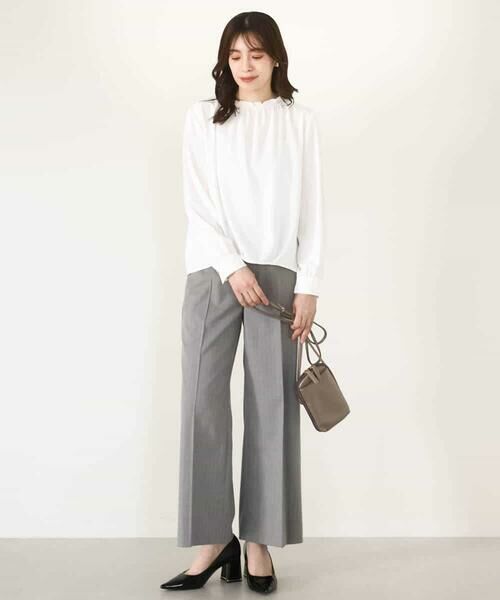 OFUON / オフオン シャツ・ブラウス | シャーリングネックデザインブラウス/洗える/WEB限定サイズあり | 詳細2