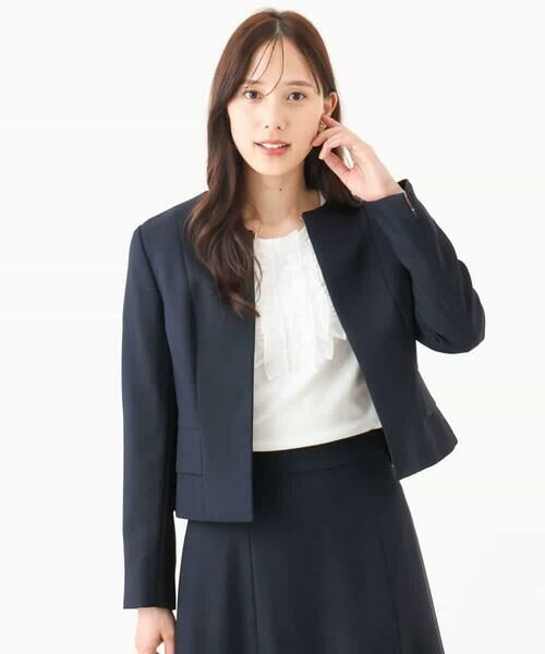 OFUON / オフオン ノーカラージャケット | [セットアップ対応]ノーカラージャケット/洗える/WEB限定サイズあり | 詳細1