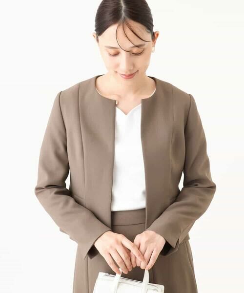 OFUON / オフオン ノーカラージャケット | [セットアップ対応]ノーカラージャケット/洗える/WEB限定サイズあり | 詳細5