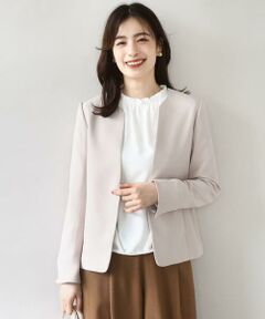 レディース ノーカラージャケット（条件：ベージュ系