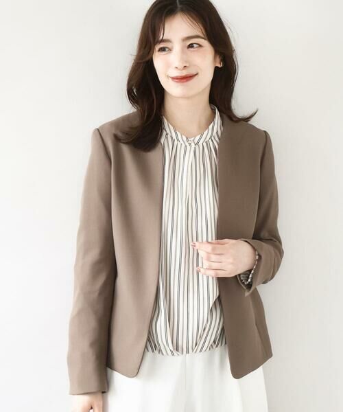 OFUON/オフオン [セットアップ対応]カラーレスジャケット/洗える/WEB限定サイズあり モカ S