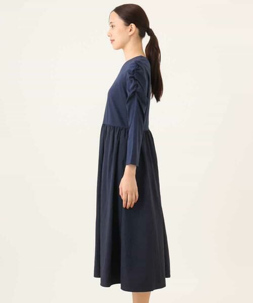 OFUON / オフオン ロング・マキシ丈ワンピース | ギャザースリーブドッキングワンピース/洗える/WEB限定サイズあり | 詳細10